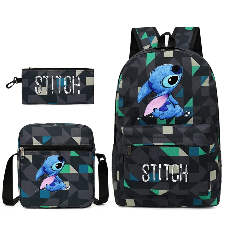 MINISO Disney Stitch Kids Backpack Cartoon Stitch Print Kindergarten Pencil Case Boy Girl Shoulder Bag Children Schoolbag Gift