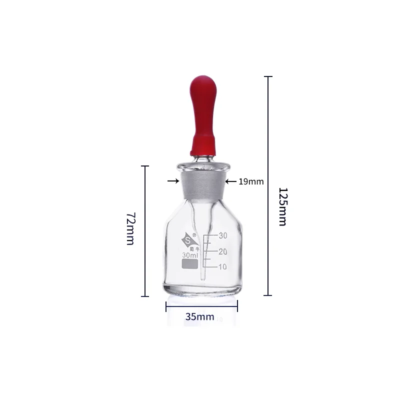 Glass Plastic Head Dropper Glass English Drop Bottle Scale Drop Bottle Laboratory Use