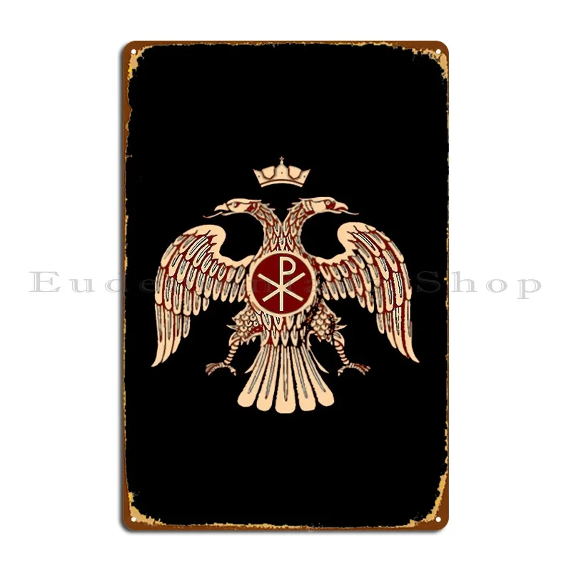 Byzantine Eagle Symbol Flag Metal Plaque PaintingGarage Designing Decoration Printing Tin Sign Poster