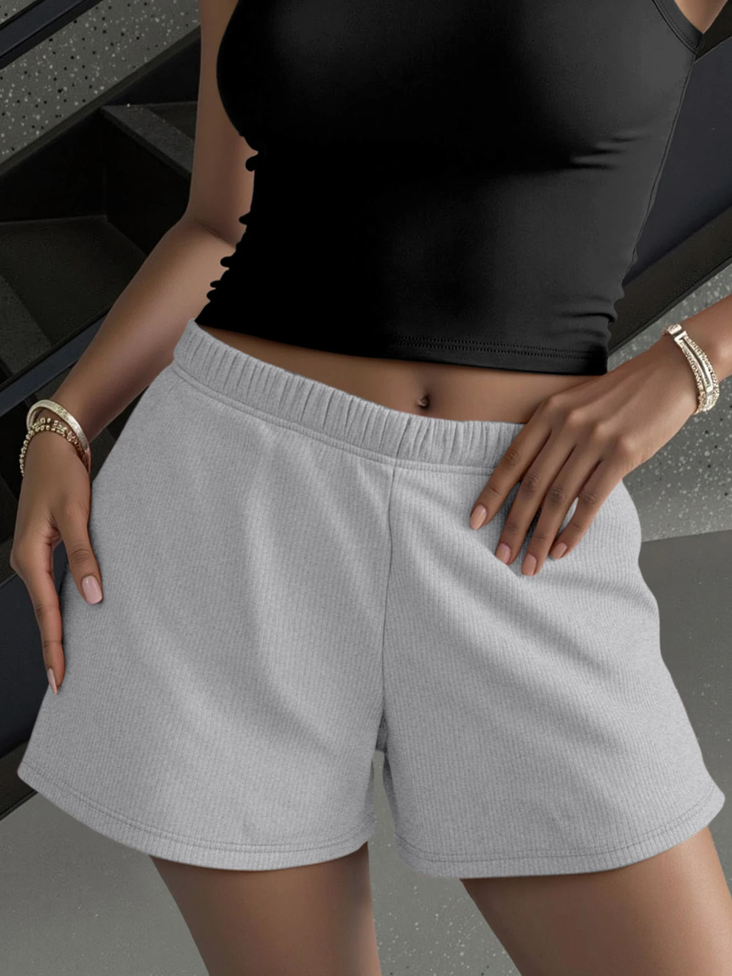 

БАЗОВЫЙ ЛЮКС! Женские премиальные мягкие шорты в рубчик с эластичным поясом, однотонные, для дома, минималистичные, незаменимые для дома