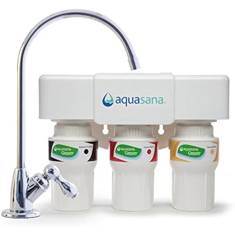 

Aquasana 3-Stage Under Sink Water Filter System - Kitchen Counter Claryum Filtration - Filters 99% Of Chlorine - AQ-5300.56