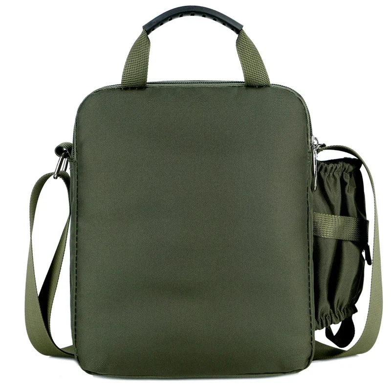 Bolsa de ombro em nylon masculina de grande capacidade, bolsa mensageiro casual com compartimento múltiplo com estilingue para copo de água, nova