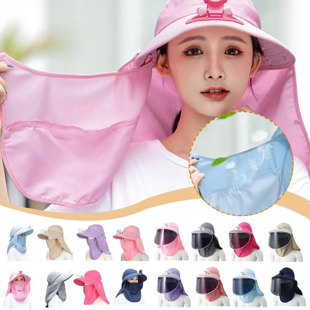 

Women's Sun Hat With Fan Beach Sunshade Dayan Cycling Covering Protection Protection Sun Sunhat UV Outdoor Face W3J8