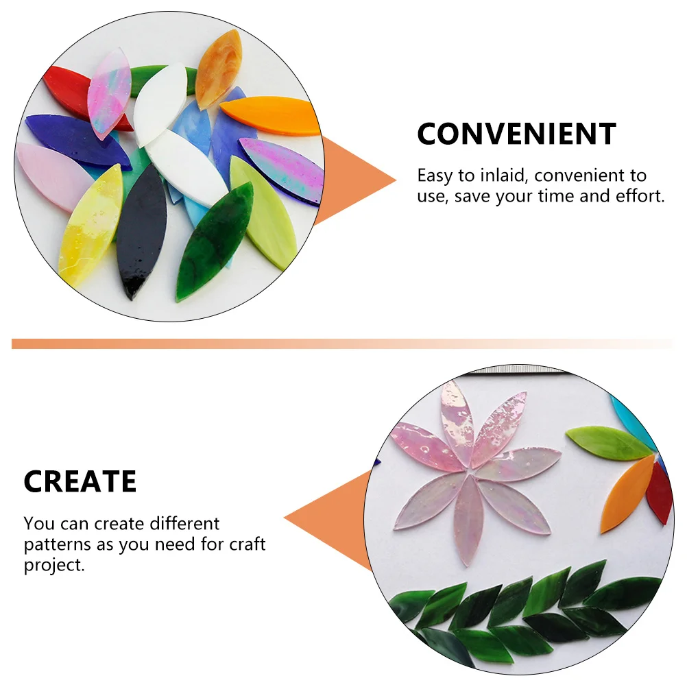 

70Pcs Leaf Design Glass Pieces Mosaic Handmade DIY Craft Supplies for Decorative Walls Photo Frames Flowerpot Projects Art