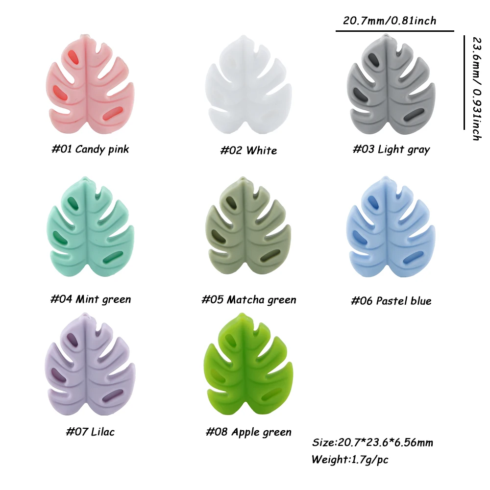 5Pcs New Cartoon Silicone Beads Leafs Loose Focal Beads DIY Bracelet Keychain Necklace Pen Accessories For Jewelry Making