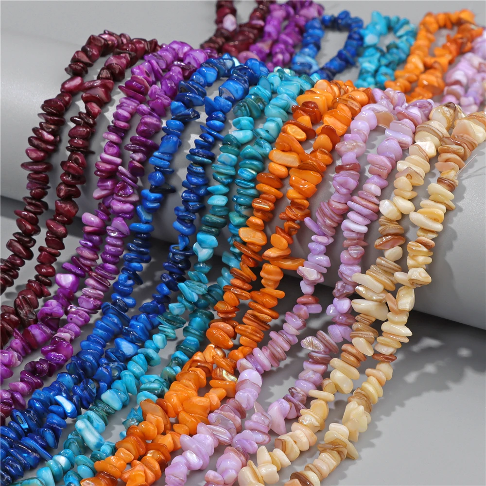 5-8mm Irregular Freeform Chip Gravel Beads Colorful Dyed Shell Loose Spacer Beads for Jewelry Making DIY Bracelet Necklace