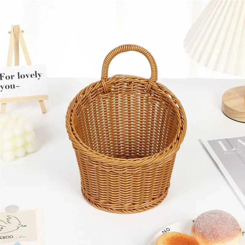 Hanging Portable Wall Hanging Basket Woven Storage Basket Portable Flower Plant Pot Desktop Kitchen Vegetables Storage