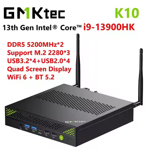 GMKtec K10 NucBox Mini PC Intel i9-13900HK DDR5 WiFi 6 BT5.2 Windows 11 Pro PCIe NVMe M.2 2280 HDMI2.0 Desktop Gaming Computer