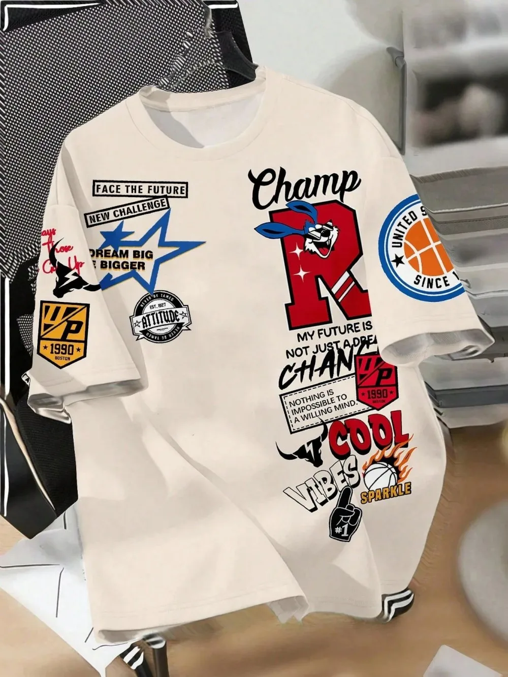 Neues kreatives atmungsaktives Herren-T-Shirt mit Graffiti-Druckmuster, schnelltrocknendes, bequemes Sport-Oberteil für den Outdoor-Bereich. – Detail 10
