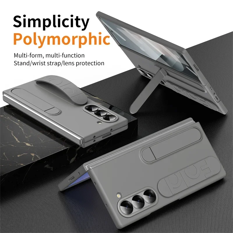 Luxury Original Wristband Kickstand Phone Case For Samsung Galaxy Z Fold 7 6 4 5 3 Full-Pack Screen Film Anti-Drop Protect Cover