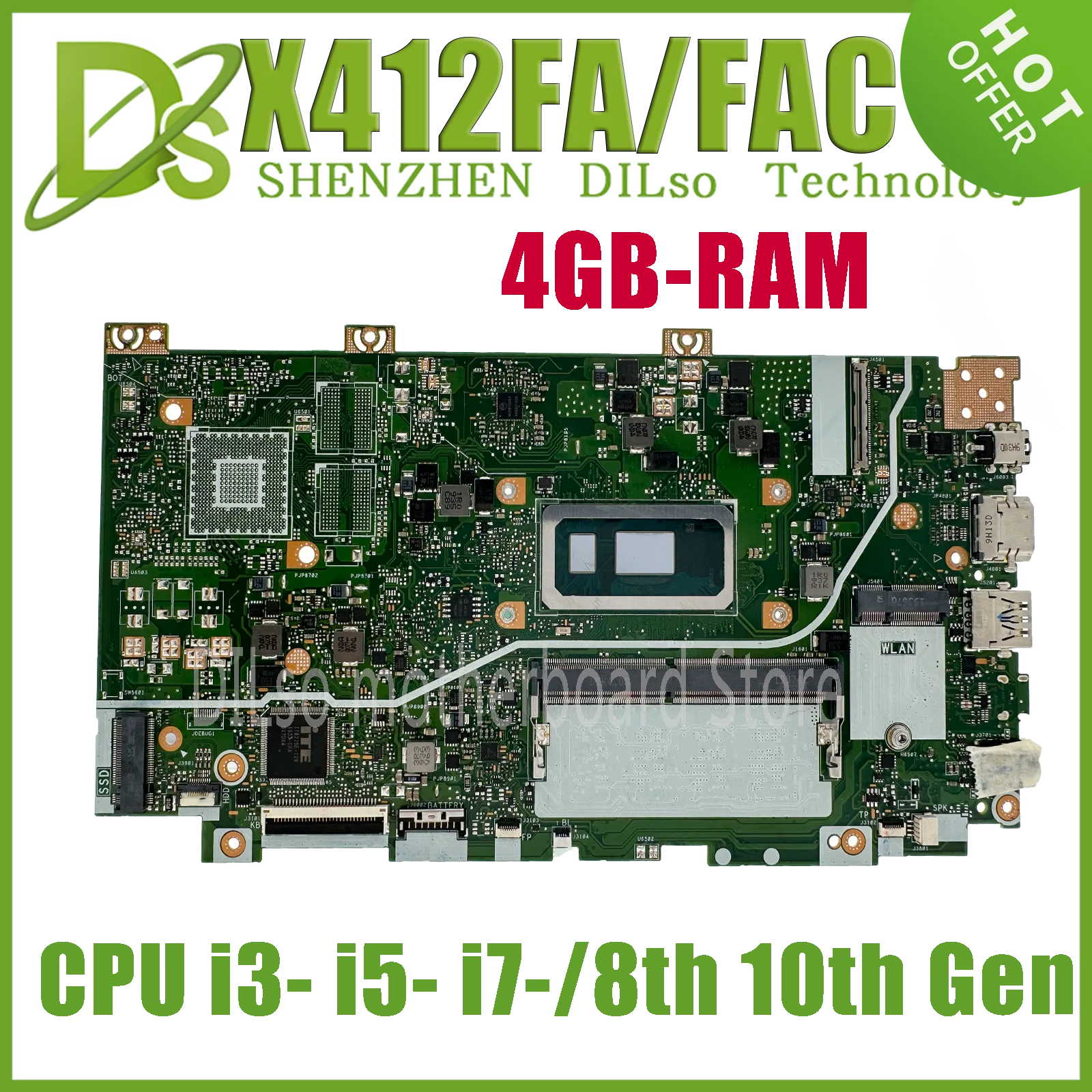 Imagem -02 - Kefu-placa-mãe Portátil para Asus Vivobook Mainboard com 4g-ram i7 i5 14 X412flc X412fa X412fjc X412fjg i5 10th e 8th Gen