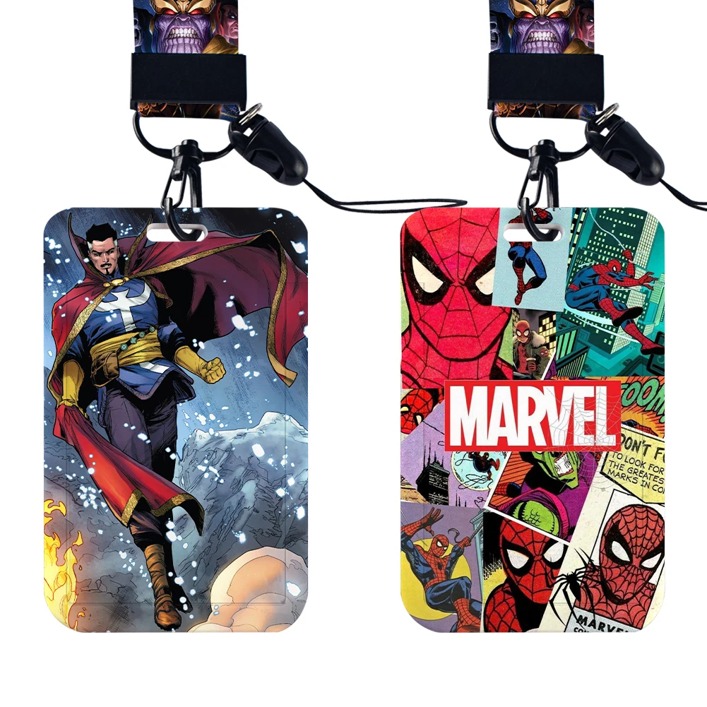 Marvel Movie Characters Heroes ABS Card Cover Student Campus Hanging Neck Bag Card Holder Lanyard ID Card Holders Keychain