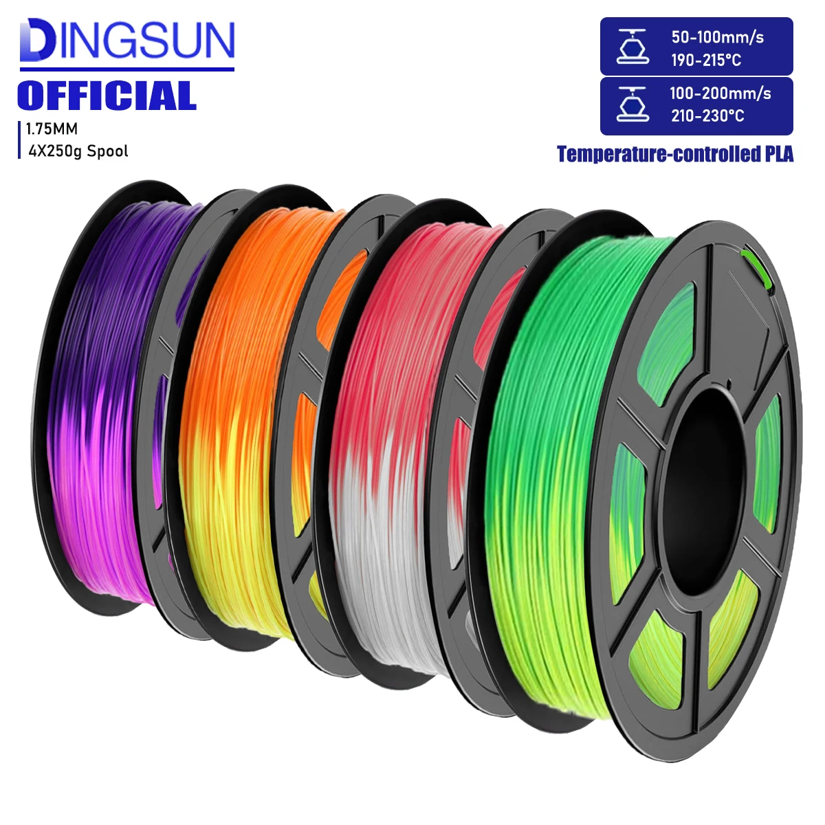 

DINGSUN Color Change PLA Filament 1.75 mm, 3D Printing Filament Color Changing with Temperature, Dimensional Accuracy +/- 0.03mm