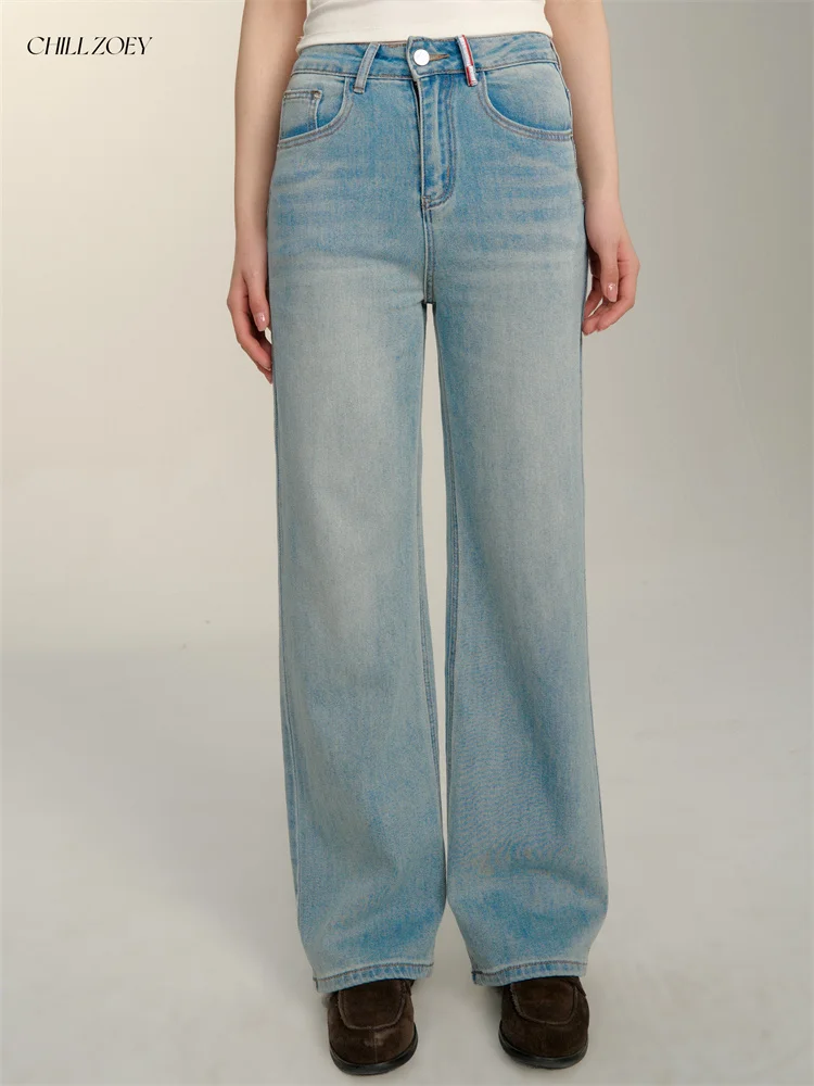 

CHILL ZOEY Women's Slim Straight Jeans High Waist Long Pants Casual Sle Summer Faion Small Size Garden Coast Design