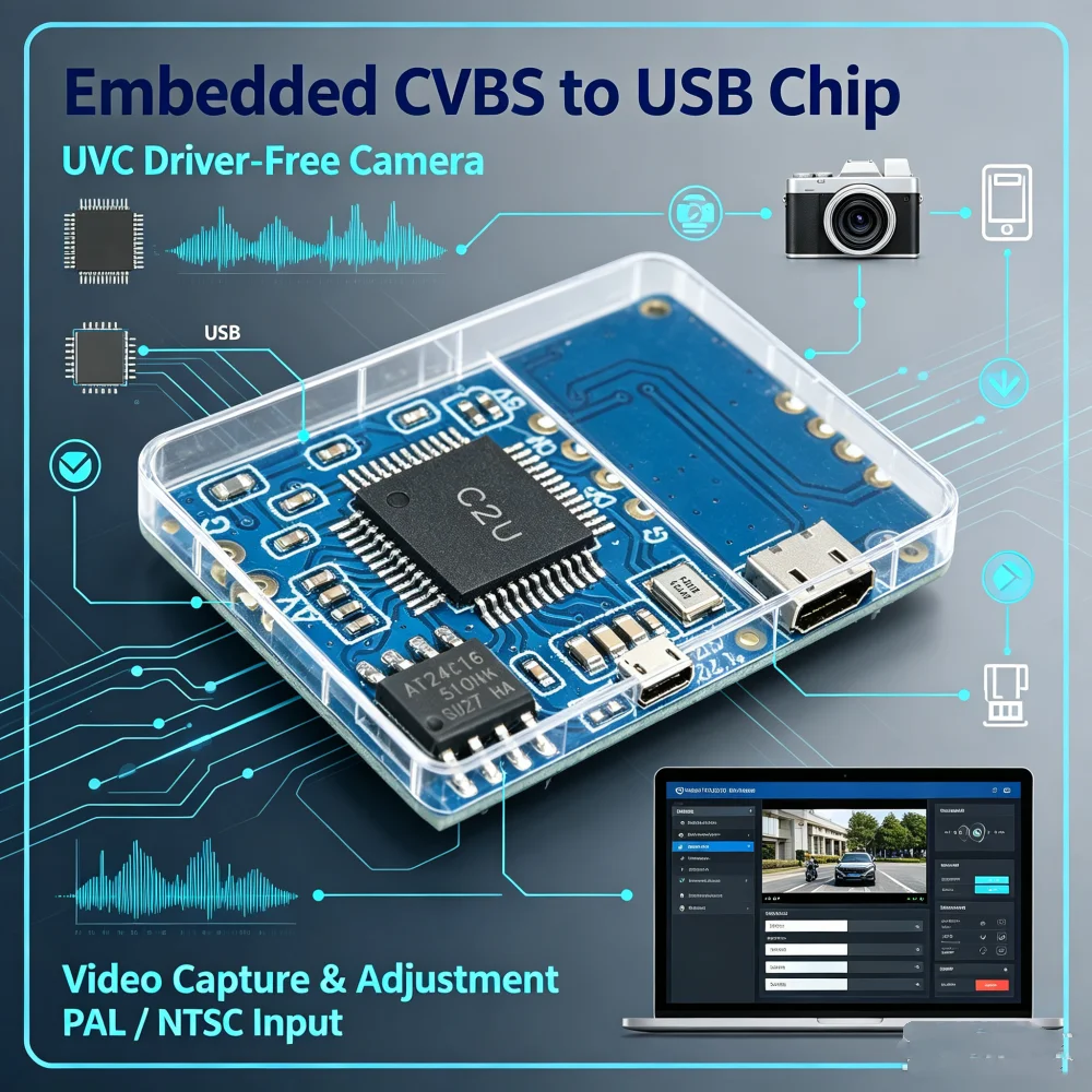 CVBS to USB Capture Analog Signal to Digital USB Camera Module AV video CVBS to USB Module UVC Free Drive Free Plug and Play