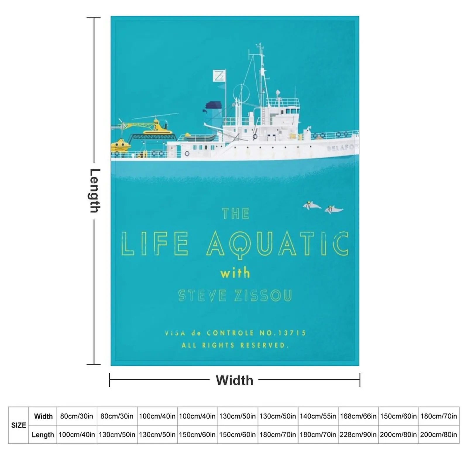 The Life Aquatic with Steve Zissou Throw Blanket couch cozy soft plush fuzzy picnic outdoor blanket