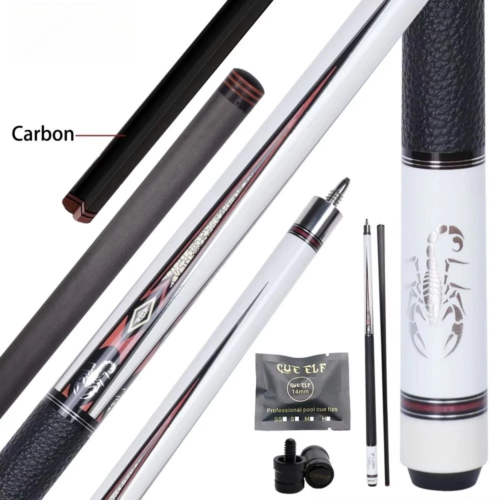 

Attach Cue Extention Real Leather Warp Billiard Pool Cue Carbon Fiber Shaft 12.5mm Tip Size