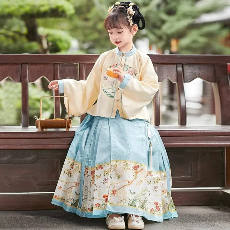 New Chinese Hanfu Imitation Ming Dynasty Mamianqun Chinese Style Girls\' Dress