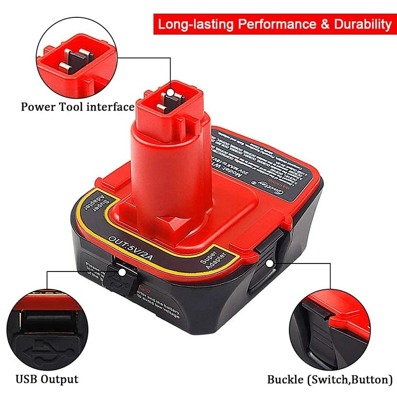 Adaptor - Battery Adapter for DeWALT Tools 18V - 20V DCA1820 DCB090 USB Function Converted Into DeWALT DC9096 DE9096