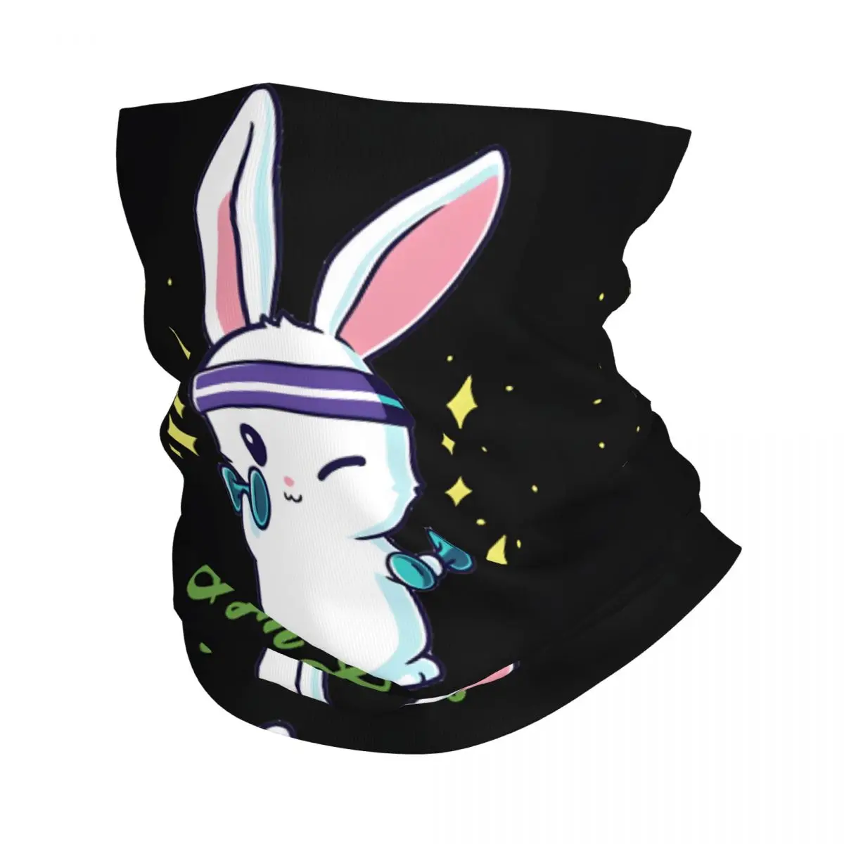 Gym Bunny Unisex Fitness Rabbit Lover Gym Workout Scarf Neckerchief Neck Face Mask Polyester