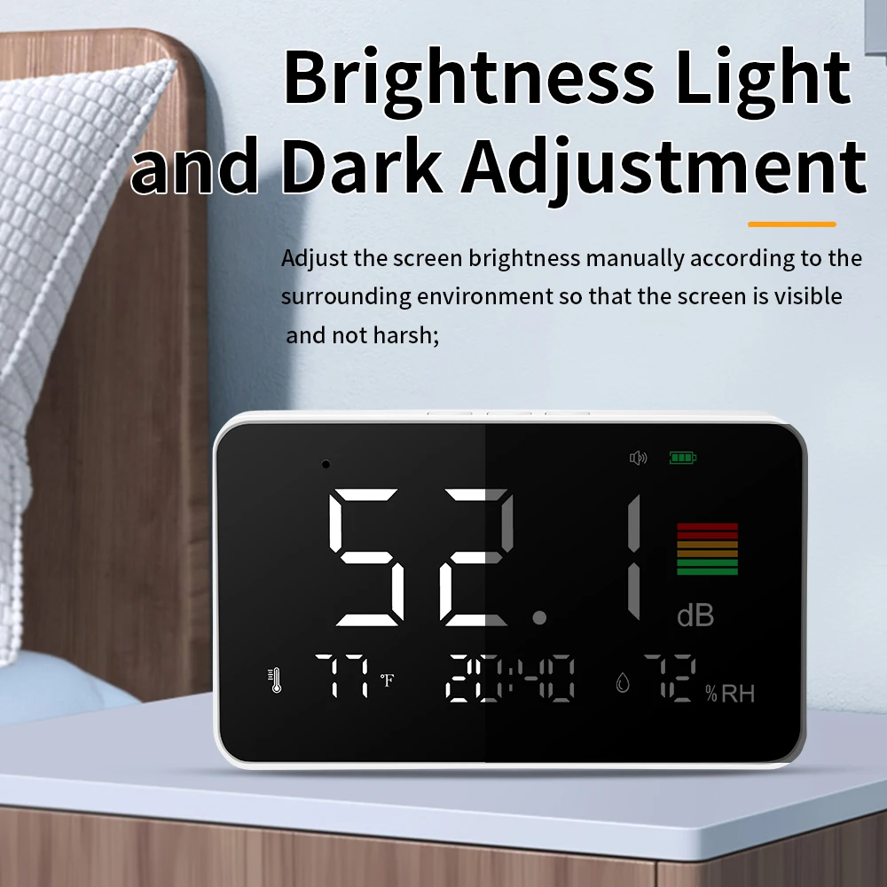 Fonometro digitale con ampio schermo LCD Misuratore di rumore da tavolo Sonometro Fonometro Decibelimetro 30-130dB Misuratore di decibel