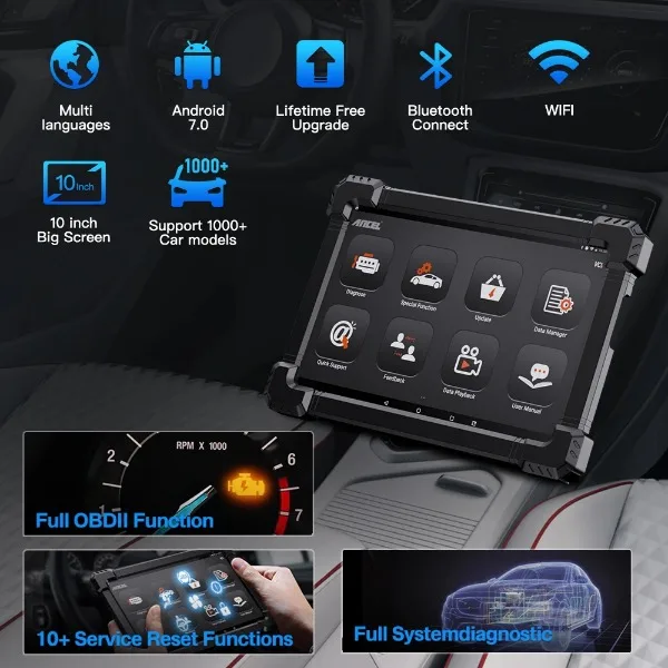 OBD Scanner, Ancel X7 OBD2 Auto Scanner Car Diagnostic Tool Full System Engine TPMS ABS EPB DPF Oil IMMO Reset Professional