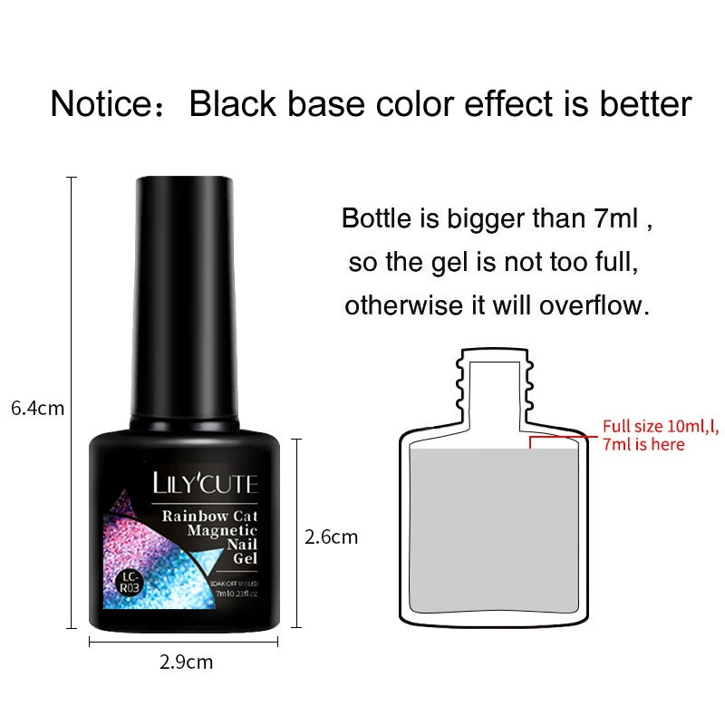 LILYCUTE 7ML 9D Rainbow Cat Magnetic Gel Nail Polish Super Sparkling Semi Permanent Glitter Reflective Gel Soak Off UV Nail Art