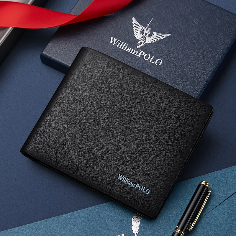 Men's short leather wallet, personalized fashion card holder, multifunctional business card bag