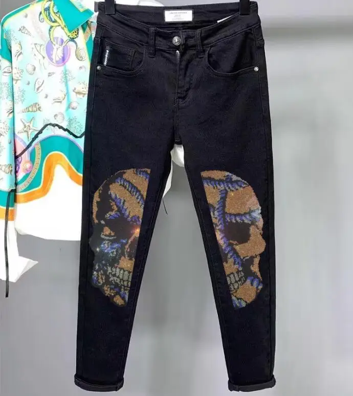 

Rhinestones Casual jean Harajuku Style For Men jean Hip Hop Streetwear