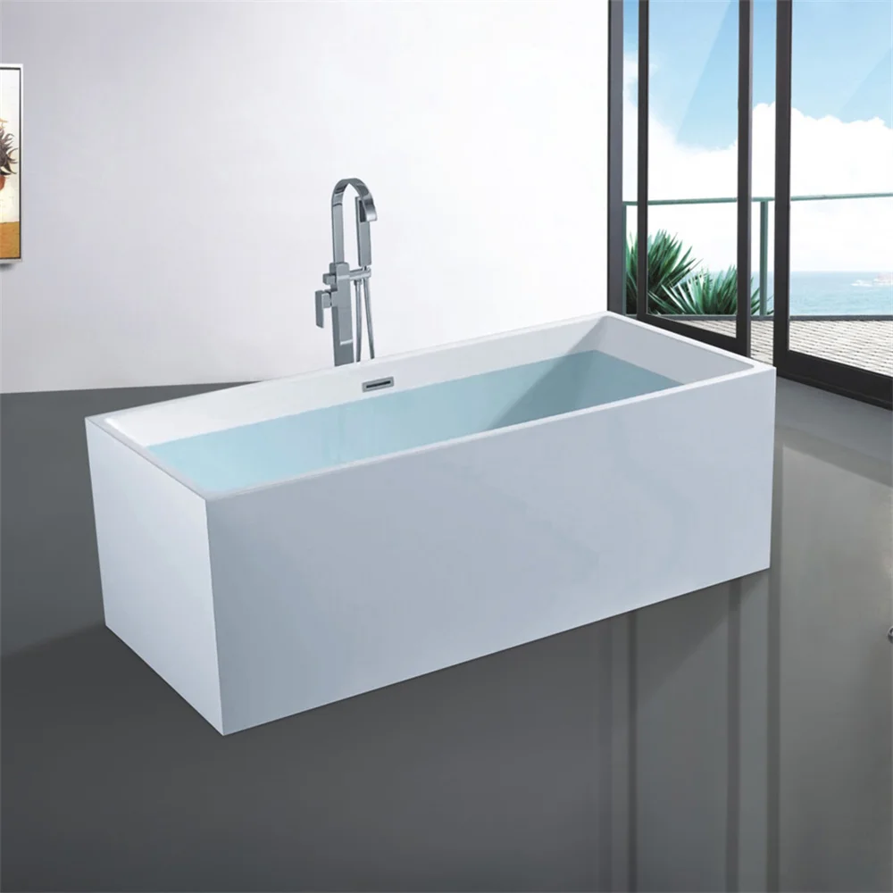 Picture 5: Rectangular Whirlpool Modern Acrylic Bath Tub Freestanding Design Bathtub Massage Tub with Pillows