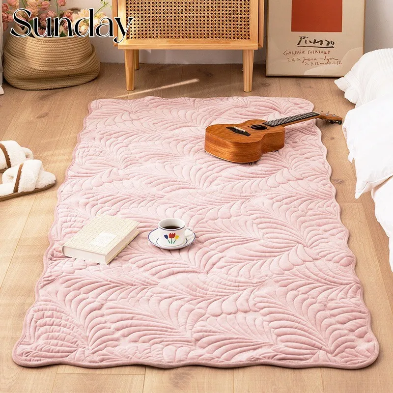 

Banana Leaf Texture Plush Carpet Winter Flannel Rugs for Bedroom Bedside Mat Tatami Soft Floor Mats Anti Slip Decorative Carpets