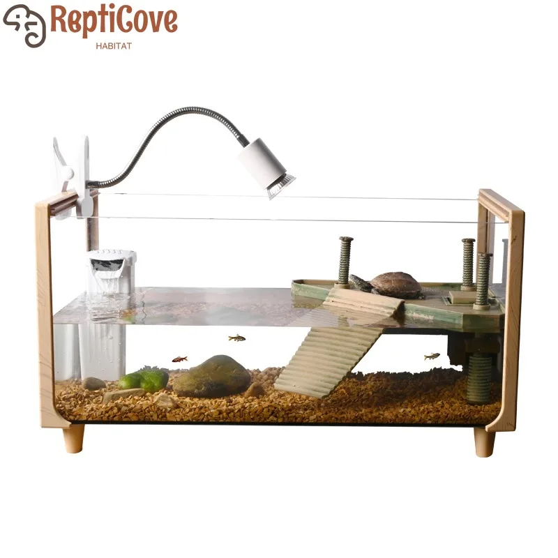 

Роскошный террариум для черепах с балконом, экологический стеклянный террариум в стиле виллы для водных и сухопутных животных, большой многофункциональный бокс для демонстрации рептилий