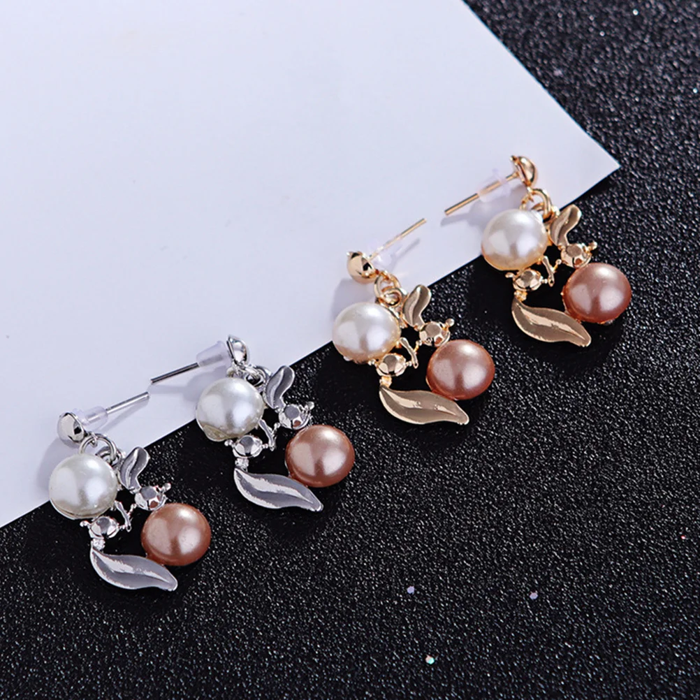 1 مجموعة اللؤلؤ قلادة طقم من الحلقان لوازم المجوهرات العملية اللؤلؤ الملون بريق معدني رائعة ساحرة