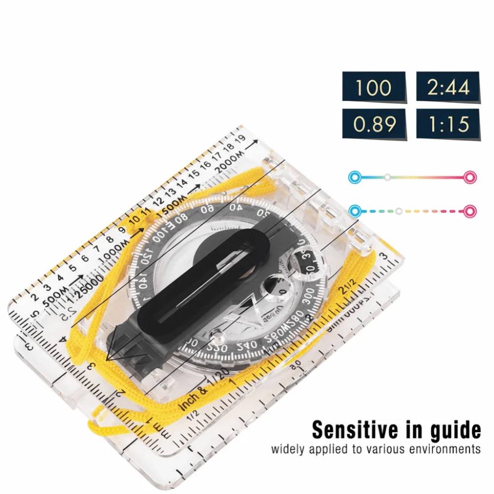 Durable Lightweight Orienteering Compass Transparent Ruler With Neck Strap Mapping Compass Navigation Compass Hiking Navigation
