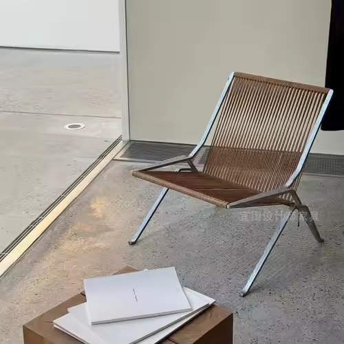 MOMO Bauhaus Single Lounge Chair Living Room Minimalist Rope Sofa Hotel Lounge Reception Chair Outdoor Woven Chair - Image 6