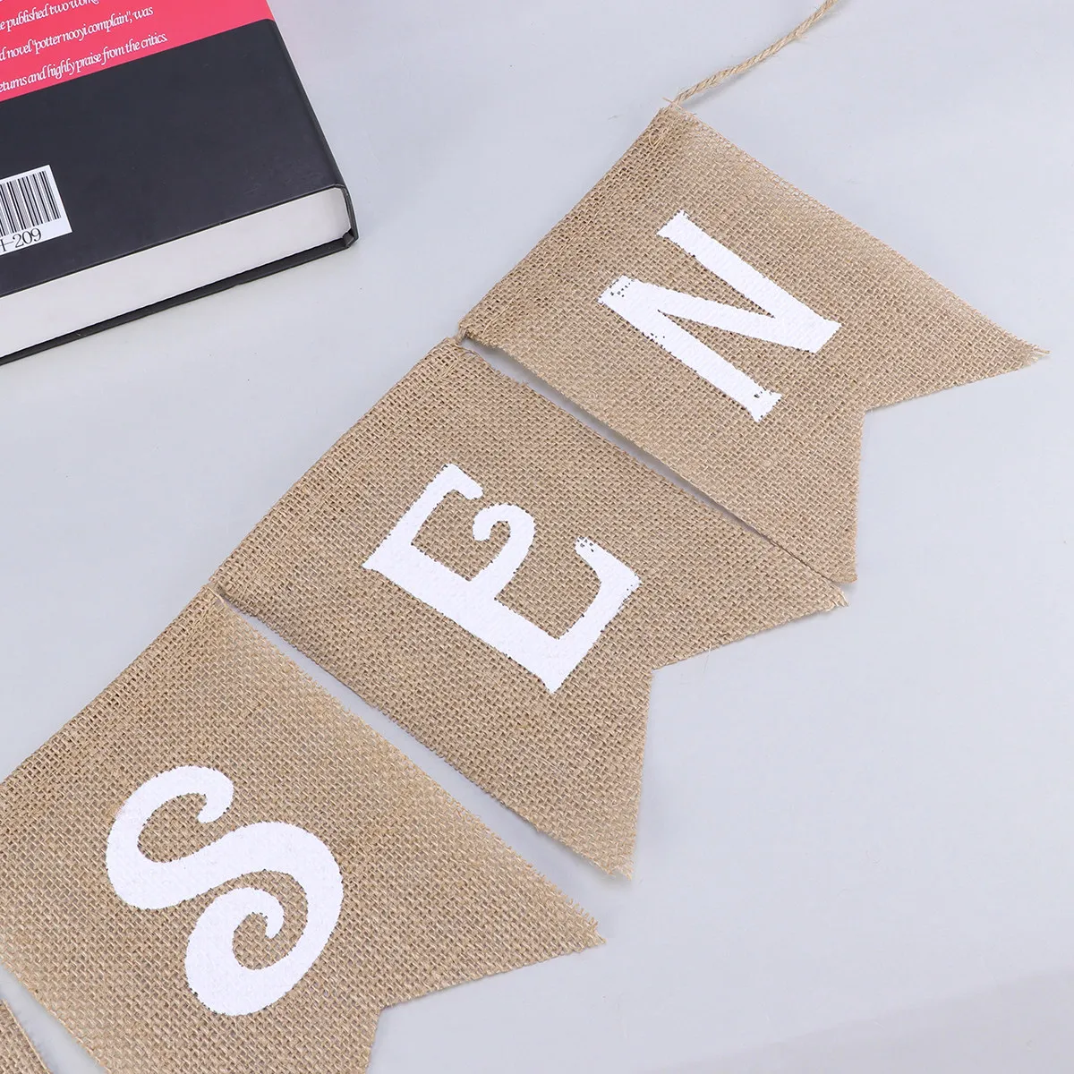 2.8 Meters Easter Bunting Garland He Is Cross Printed Vintage Jute Burlap Flags for Home Decor Outdoor Party Photo
