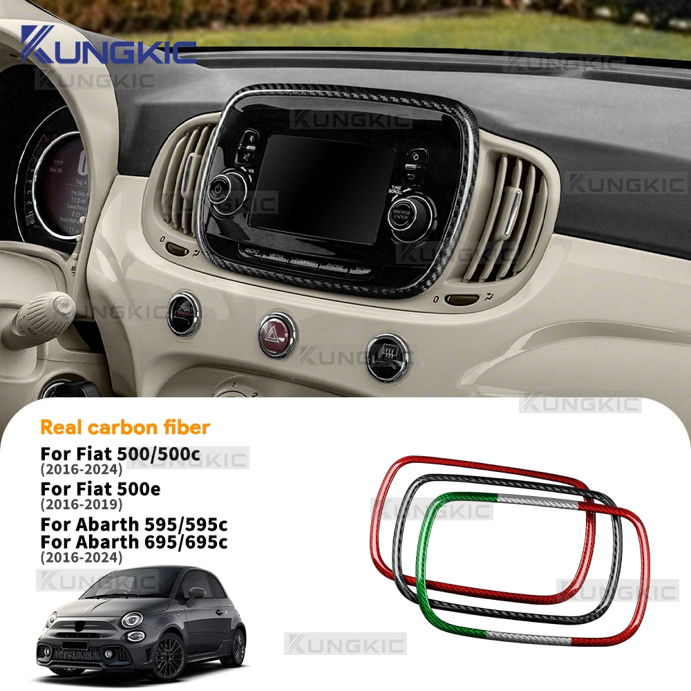 

Hard Dry Carbon Fiber For Abarth 595 695 595C 695C Fiat 500 500C 2016-2024 Fiat 500e 2016-2019 Car 5/7inch Navigation Frame Trim