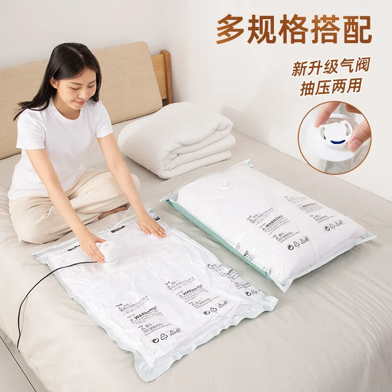 56*80cm No Pump Vacuum Bag Hand Roll Compression Storage Bag For Clothes Quilt Travel Organizer Waterproof Space Saver