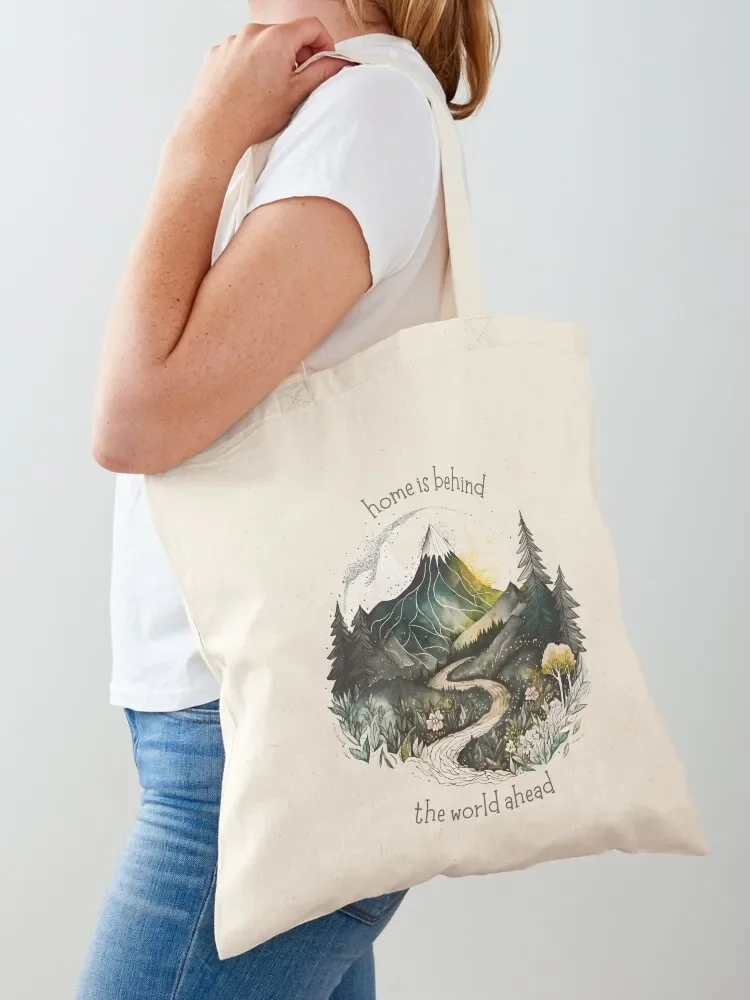 Home Is Behind, the World Ahead - Lonely Mountain - Watercolor Art - White Fantasy Tote Bag eco pack the tote bag Bag