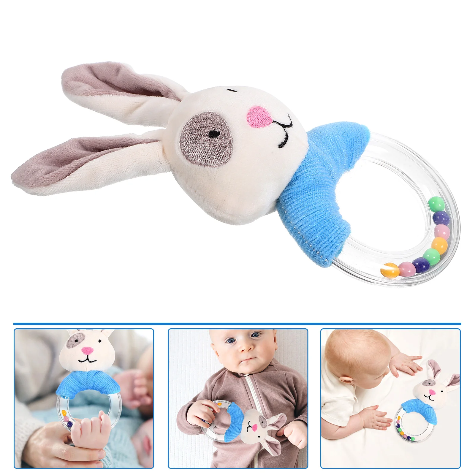 Peuterspeelgoed Bunny Knuffeldier Pluche Handbel Silicagel Schattig