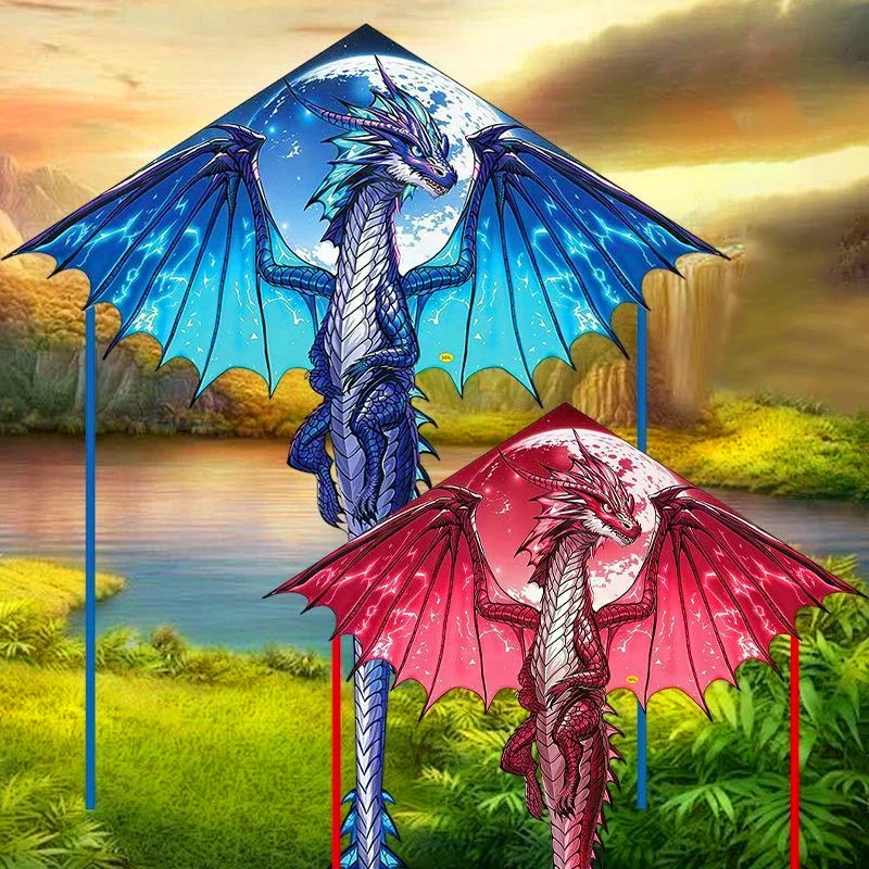 Grande pipa de dragão para crianças e adultos, fácil de voar, grande enorme pipa de dragão, vem a cauda, fácil de voar, brinquedo ao ar livre