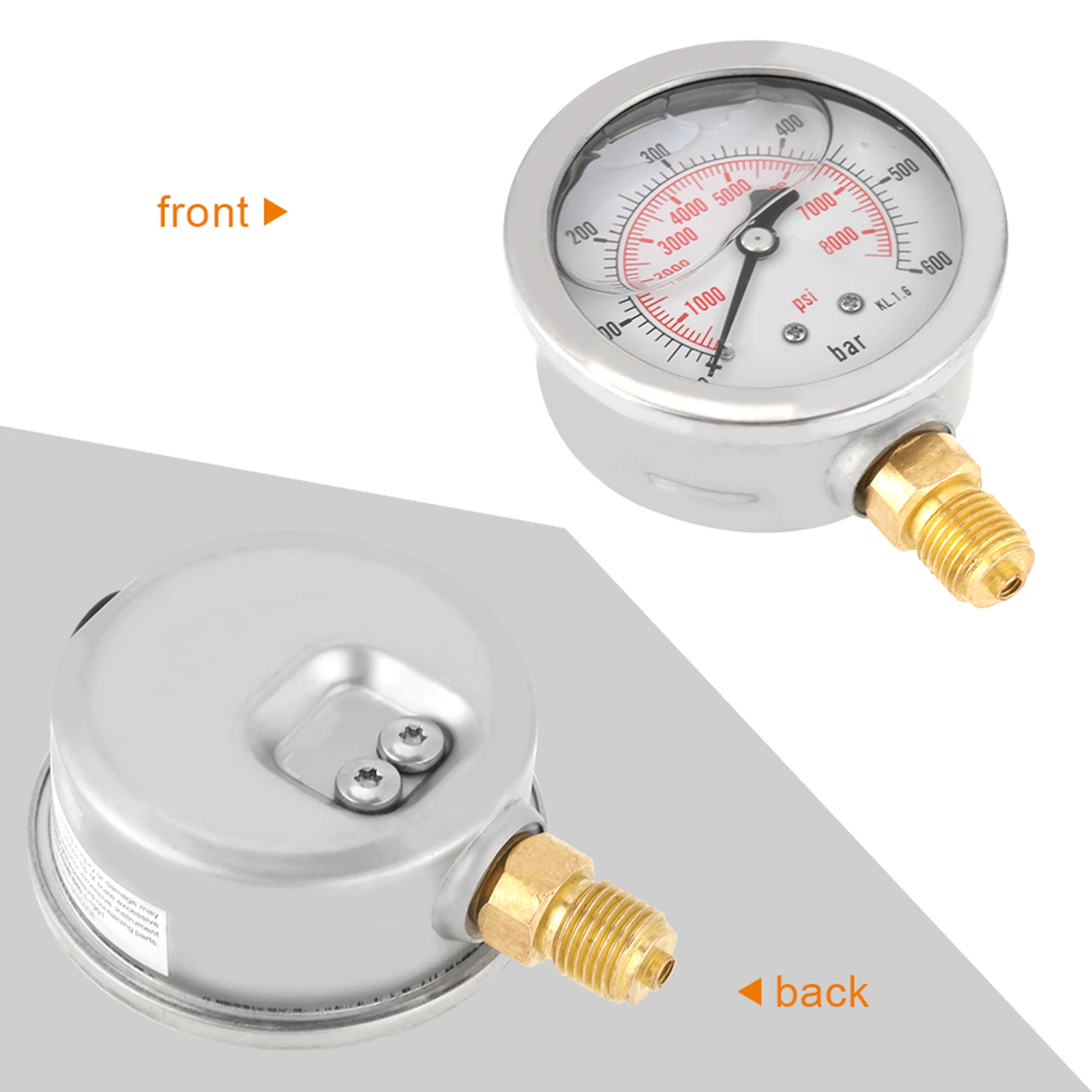 

Манометр 0-8500Psi, 0-600 бар G 1/4 "63 мм, гидравлический манометр с циферблатом, измерительный инструмент