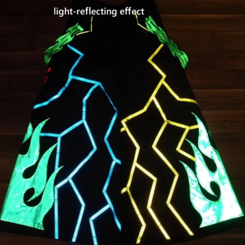 Melbourne Shuffle Phat Pants Ghost Dance Fashion Flame Pattern Reflective Pants Luminous Shuffle Dancing Trousers 2024 New