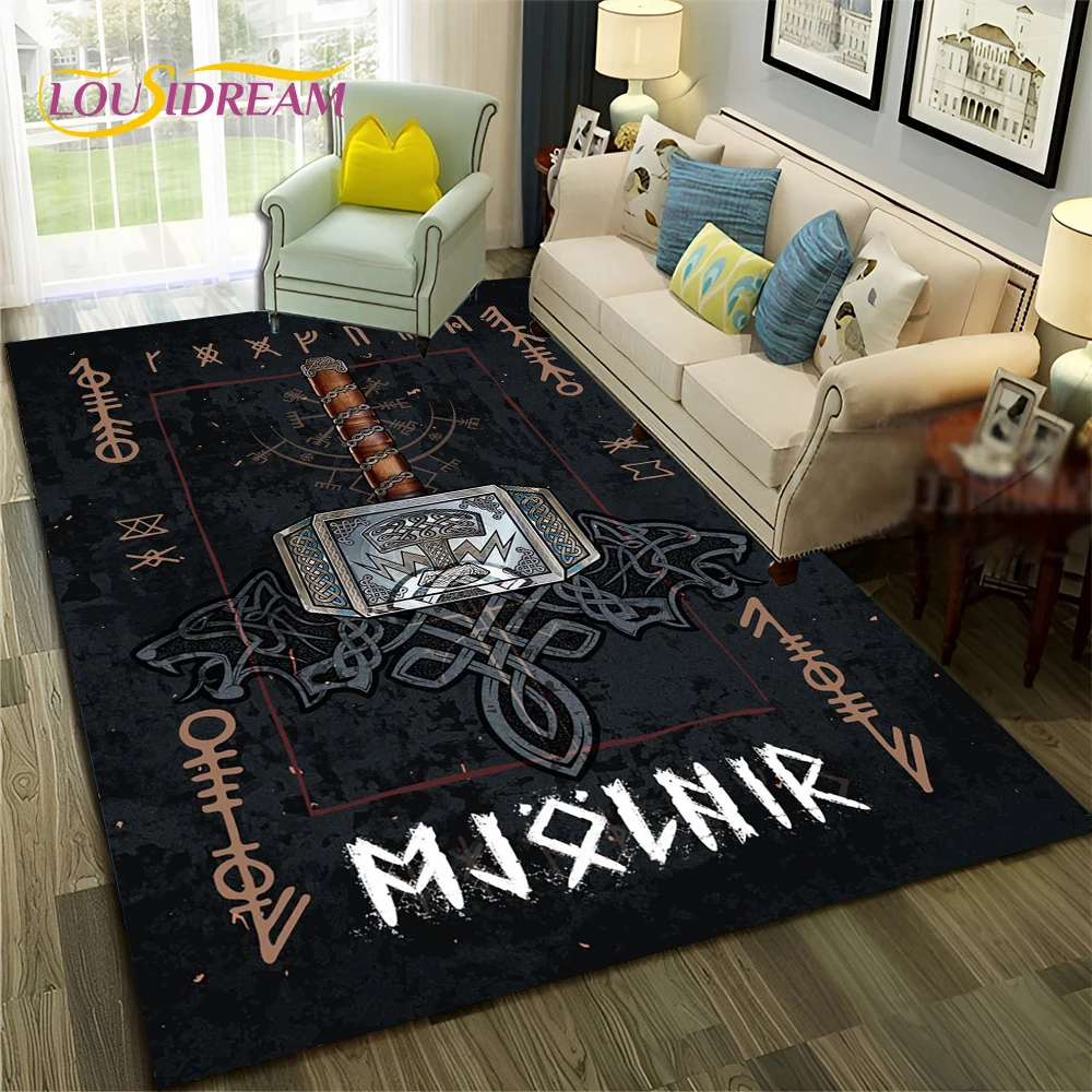 

Nordic Viking Odin Valhalla Valknut Rug Carpet for Living Room Bedroom Home Decor,Floor Mat Non-slip Decoration for Sofa Doormat