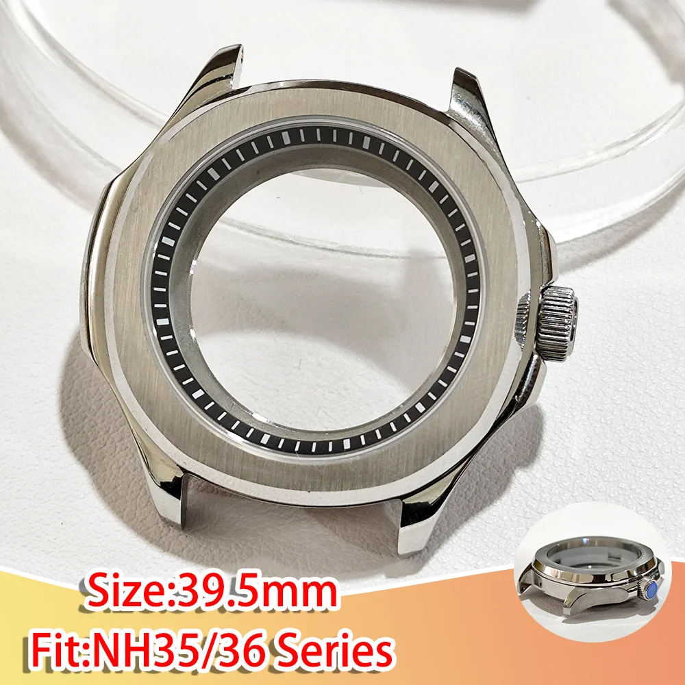 39.5MM Men‘s Watch Case Suitable for NH35/36 Series Movement Stainless Steel Case and Replace the nner ring Watches Accessories