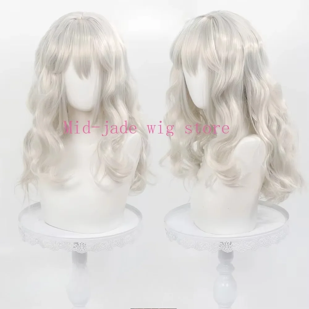 Don Quixote Cosplay Wig Realistic Scalp Silver White Curly Hair Style Character Costume Accessory