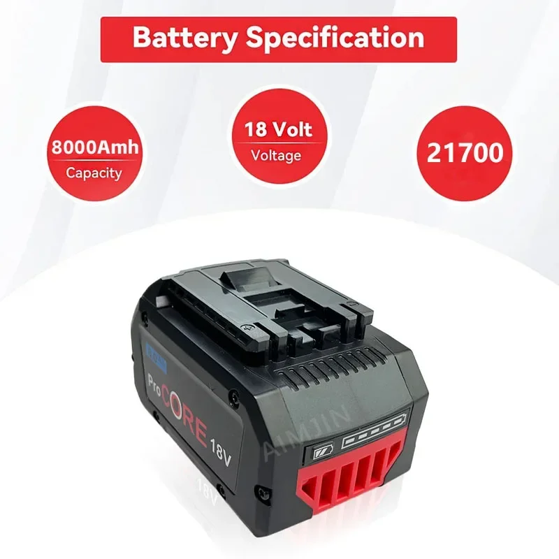 For Bosch 18V 8000mAh battery replacement professional wireless BAT609 BAT618GBA80 built-in 21700 battery