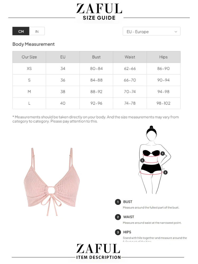 Damski top tankini ZAFUL w jednolitym kolorze z teksturowanym sznurkiem i wiązaniem na ramiączkach