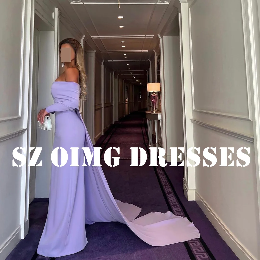 OIMG New Design Purple Elegant Prom Dresses Arabic Women Off the Shoulder Customized Mermaid Evening Gowns Formal Party Dress