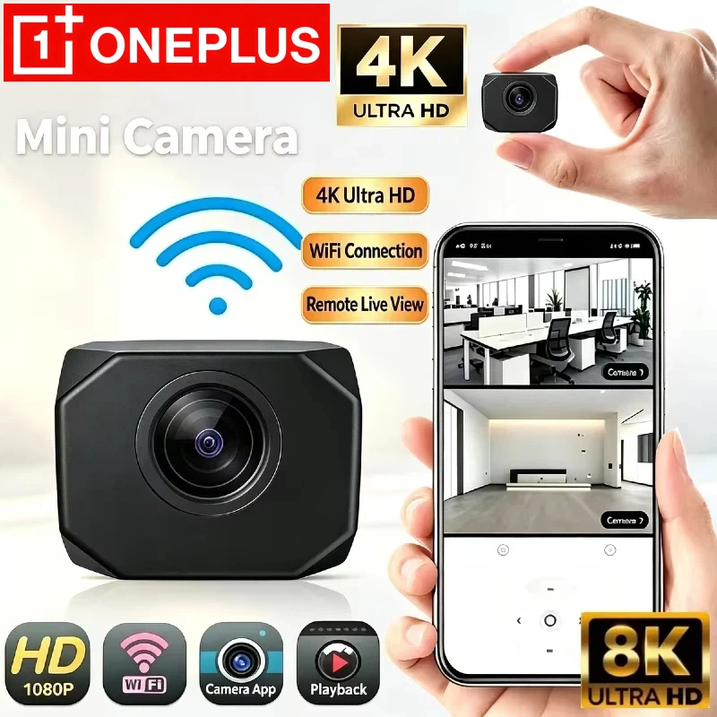 OnePlus 8K 4k HD Mini WiFi Camera 1080P AP Hotspot Remote Monitor Portable Small Camcorder Home Security Surveillance Smart Came